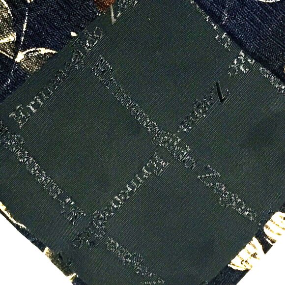 Ermenegildo Zegna Italy Madras Tie Italian Silk Leaf Tree Blue Luxury Money Y2K - Picture 12 of 12